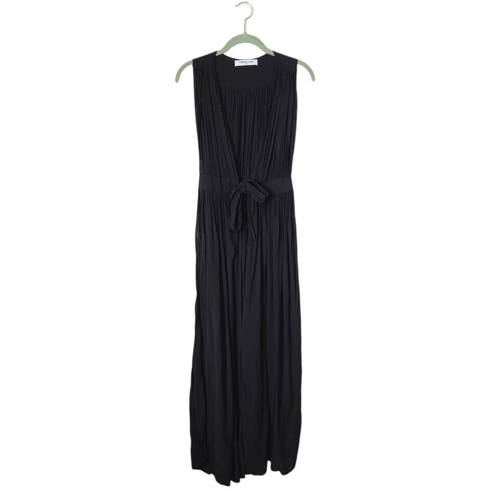 PAMPELONE Black Pleated Tie Waist Cover‎ Up Resort Swim Coverup XS